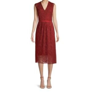Boss Red Sleeveless V-Neck Midi Dress